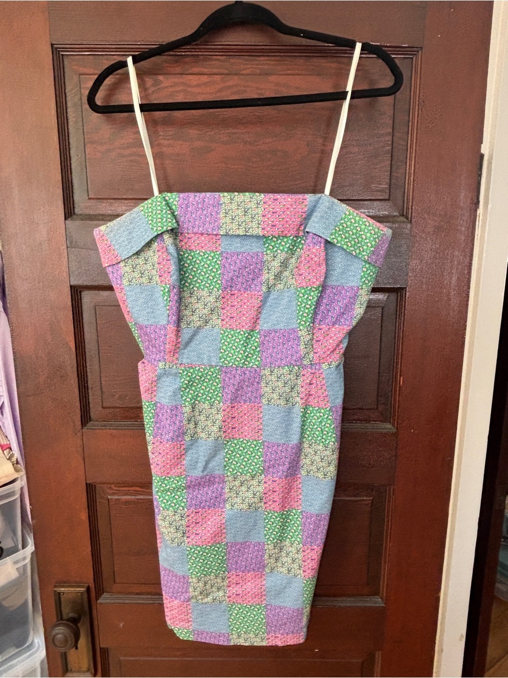 Vineyard Vines Strapless Patchwork Sundress in Pink, Purple, Green, Blue